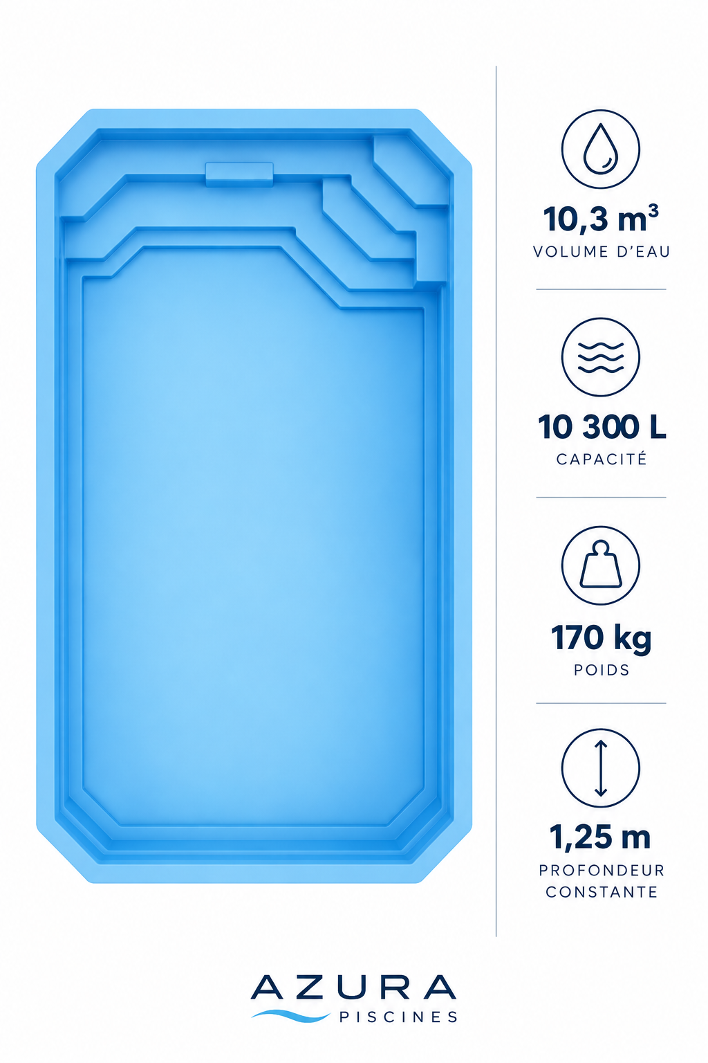 L360 – Piscine coque compacte 3,60 × 2,30 m